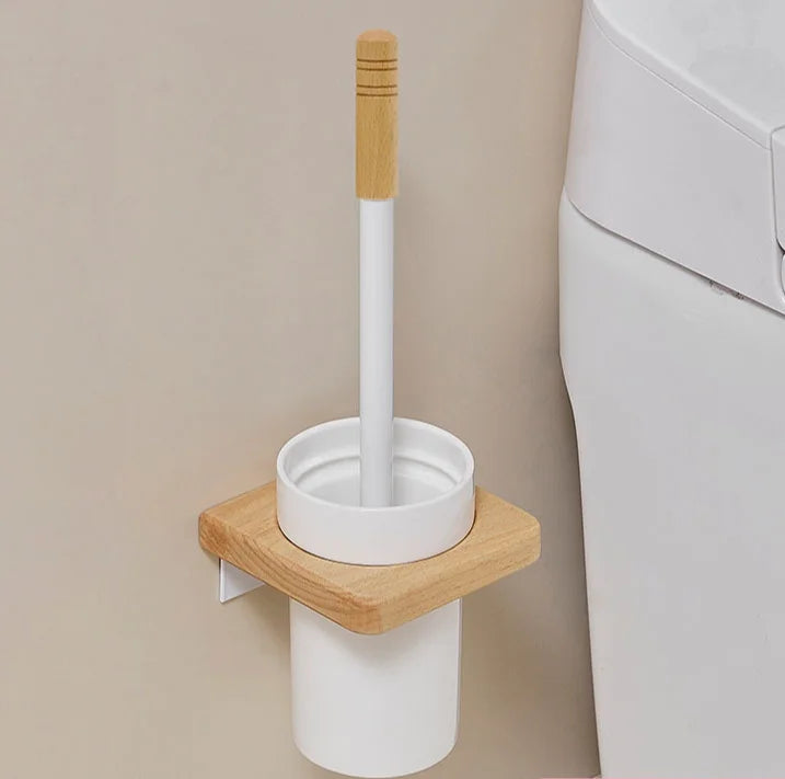 Walnut-Horse Bucket Brush Non-Dead Corner Toilet Shelf-Free