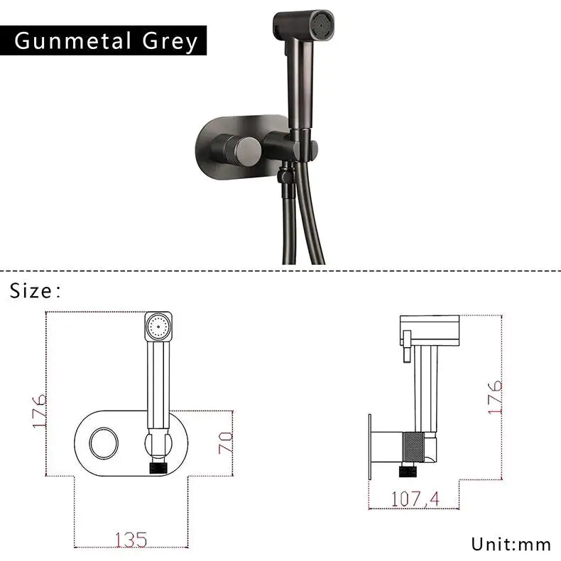 Brass Wall Mount Toilet Bidet Sprayer Faucet Cold