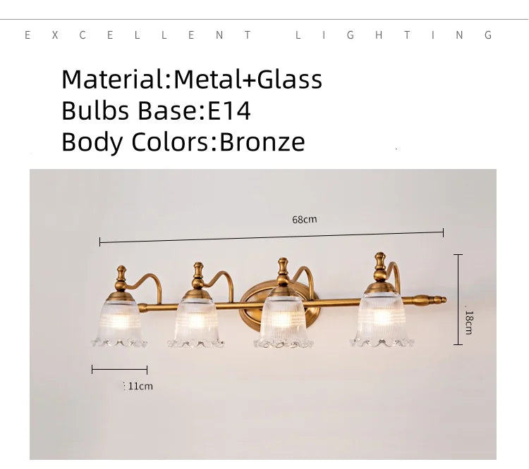 3head Mirror Front Lamp Modern Wall Light Bronze