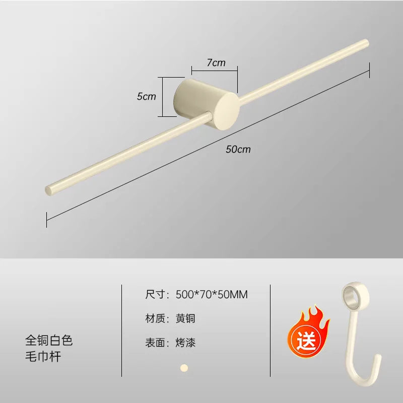 Bathroom Towel Rack Brass Wall-Mounted Toilet Space White