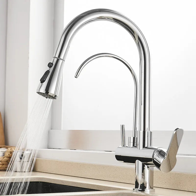 Pure Water Pull Out Filter Sink Faucet Pull