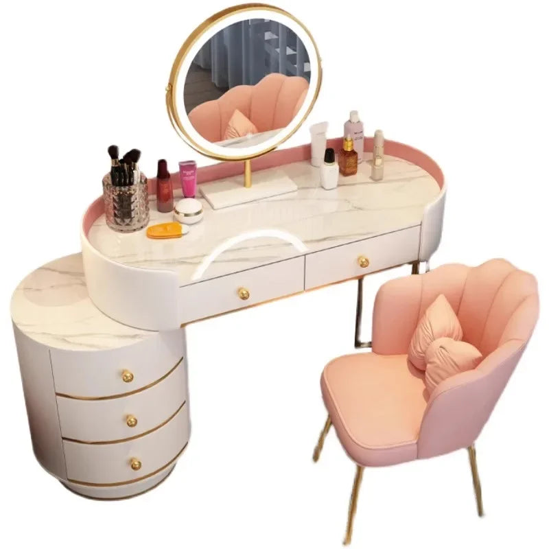 Pink White Vanity Table Women Luxury Nail European