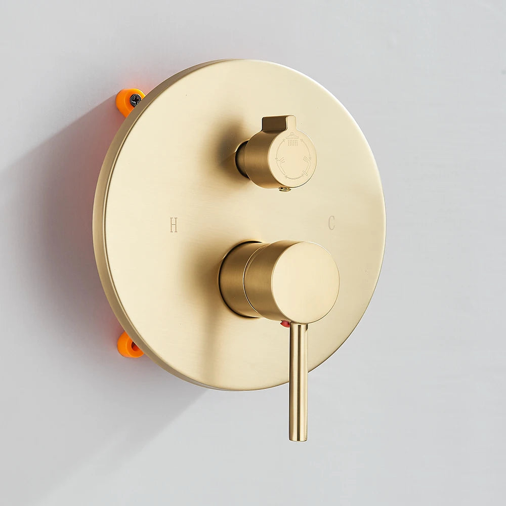 Gold Brushed Shower Faucets 2/3 Way Concealed Shower