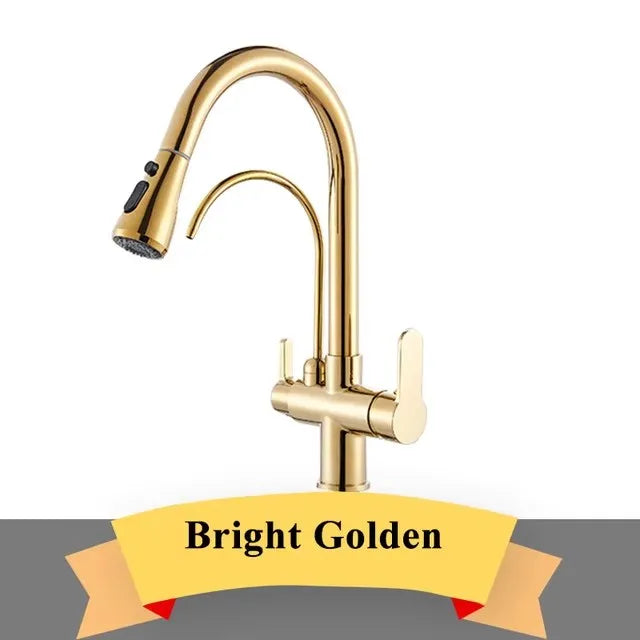 Zappo Gold Waterfall Faucet Roman Handheld Shower Deck