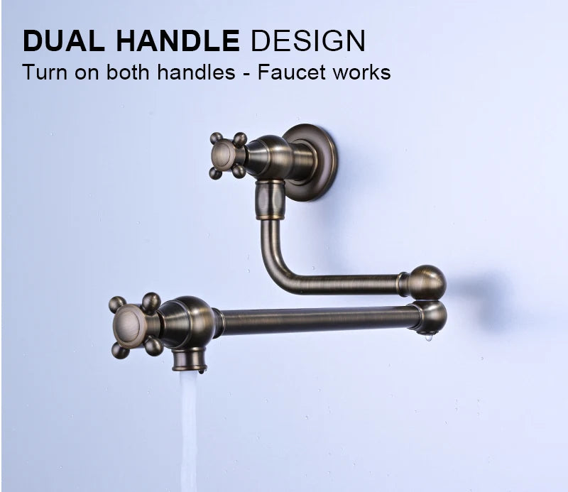 Awolf Solid Brass Pot Filler Brushed Grey Folding
