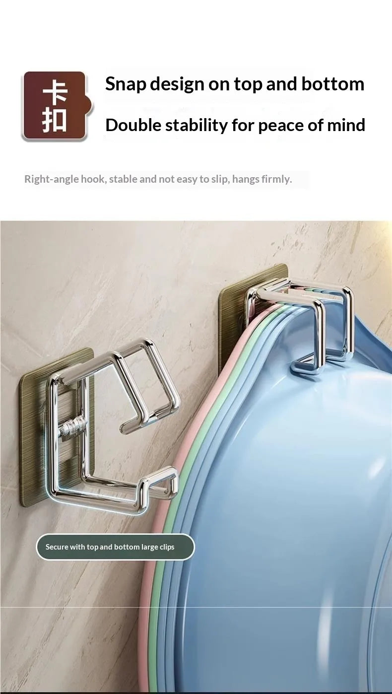 1/2pcs Stainless Steel Washbasin Hook Punch-Free Bathroom Rack