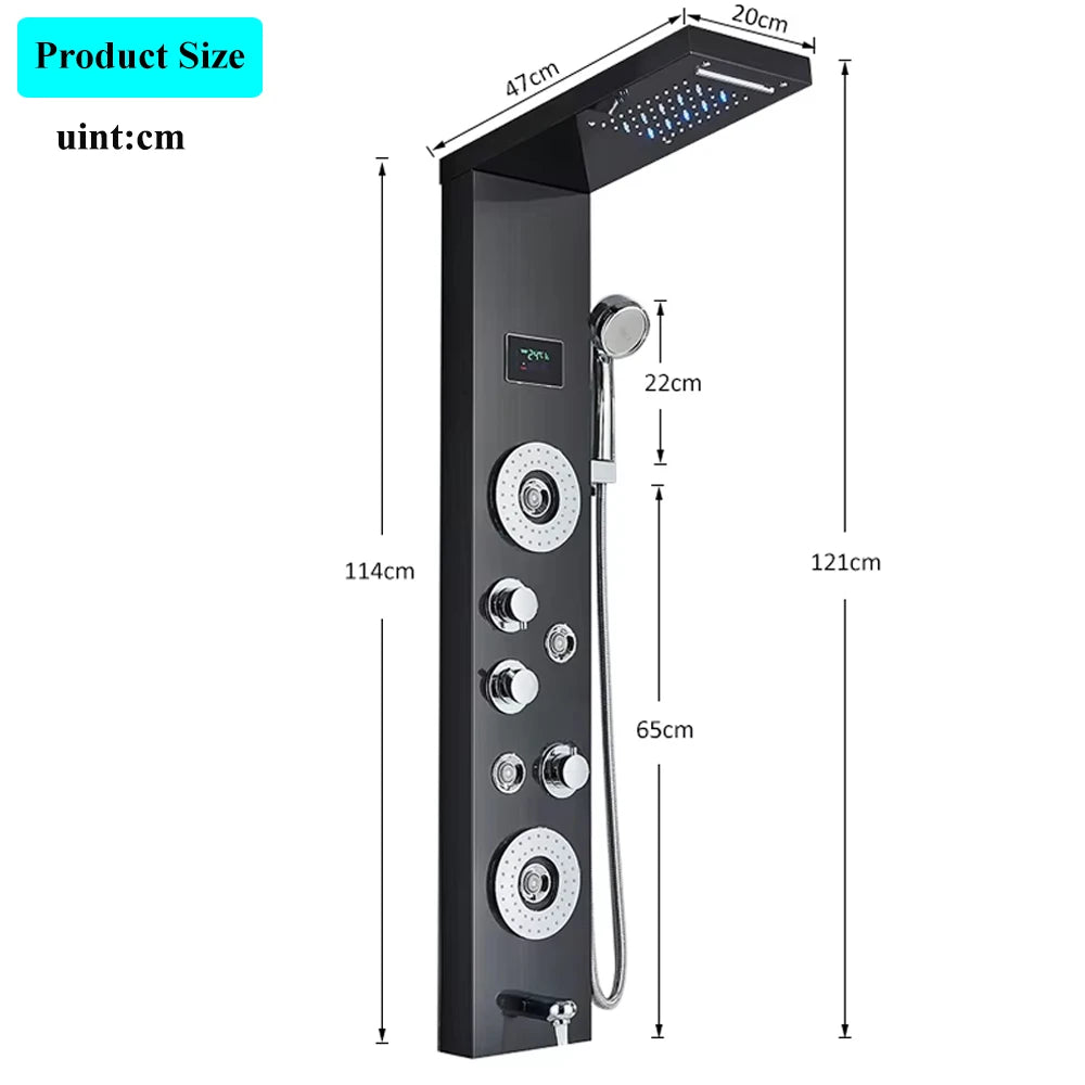 Led Shower Panel Tower System Rain Waterfall Shower