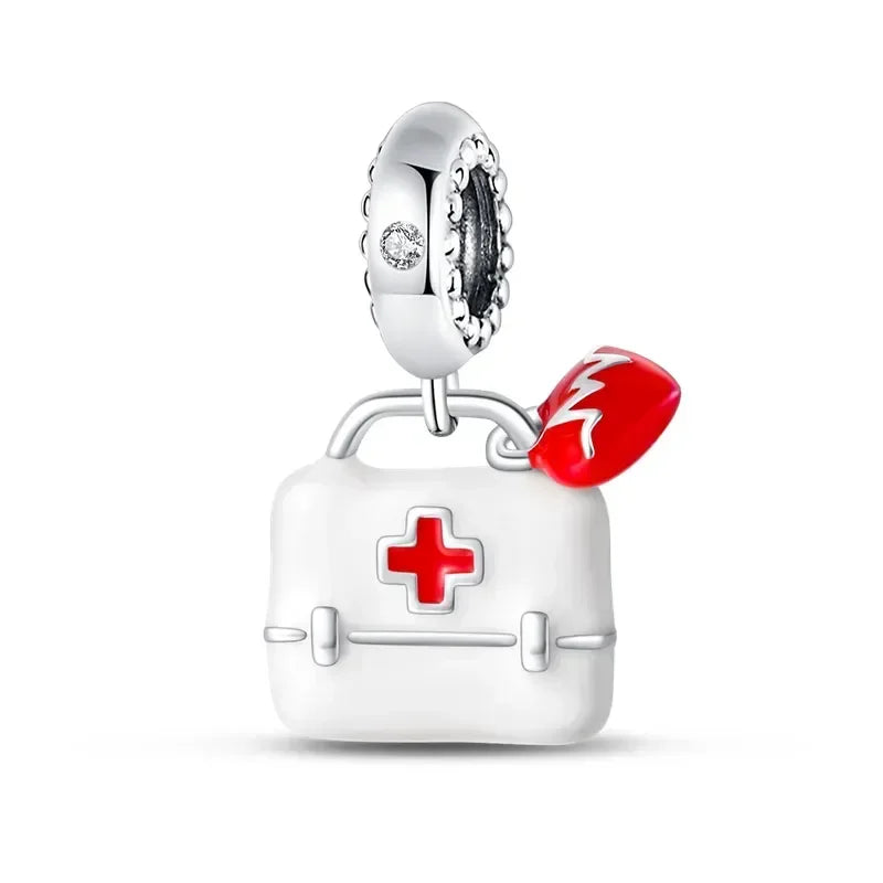 925 Sterling Silver Red Medicine Cabinet Pendant Charms