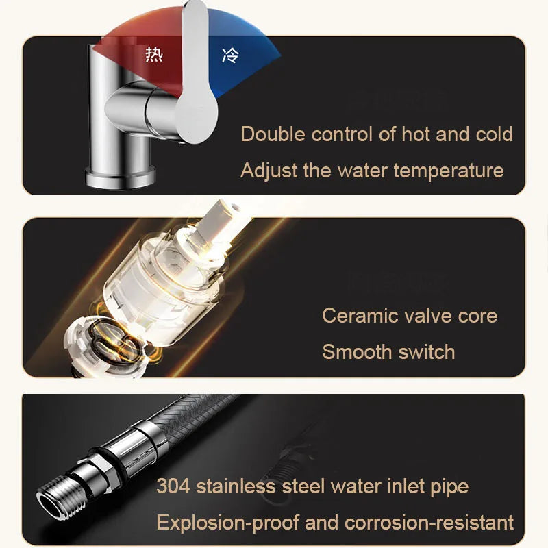 Pull-Out Flying Rain Waterfall Faucet Cold Faucet 304