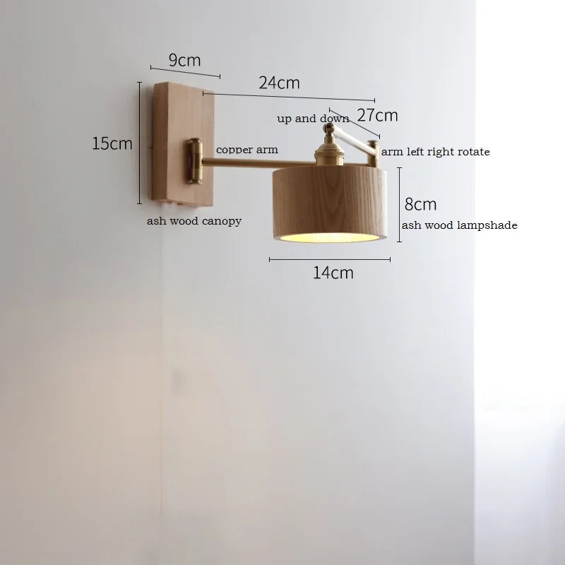 Iwhd Walnut Ash Wood Led Wall Lamp Sconce