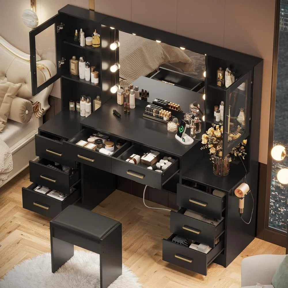 Vanity Desk Mirror Lights Charging Station 58 3in