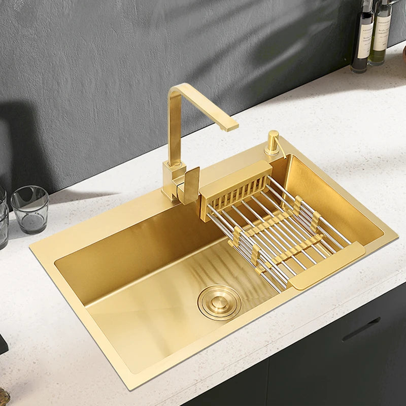 Gold Kitchens Sink Nano Handmade 304 Stainless Steel