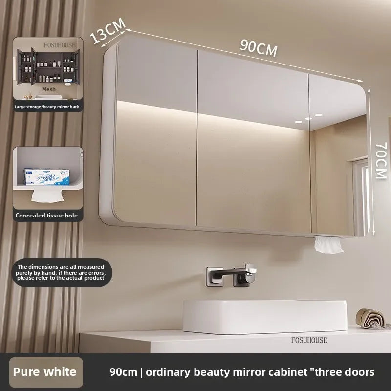 Arc-Shaped Smart Bathroom Mirror Cabinet Wall-Mounted Bathroom