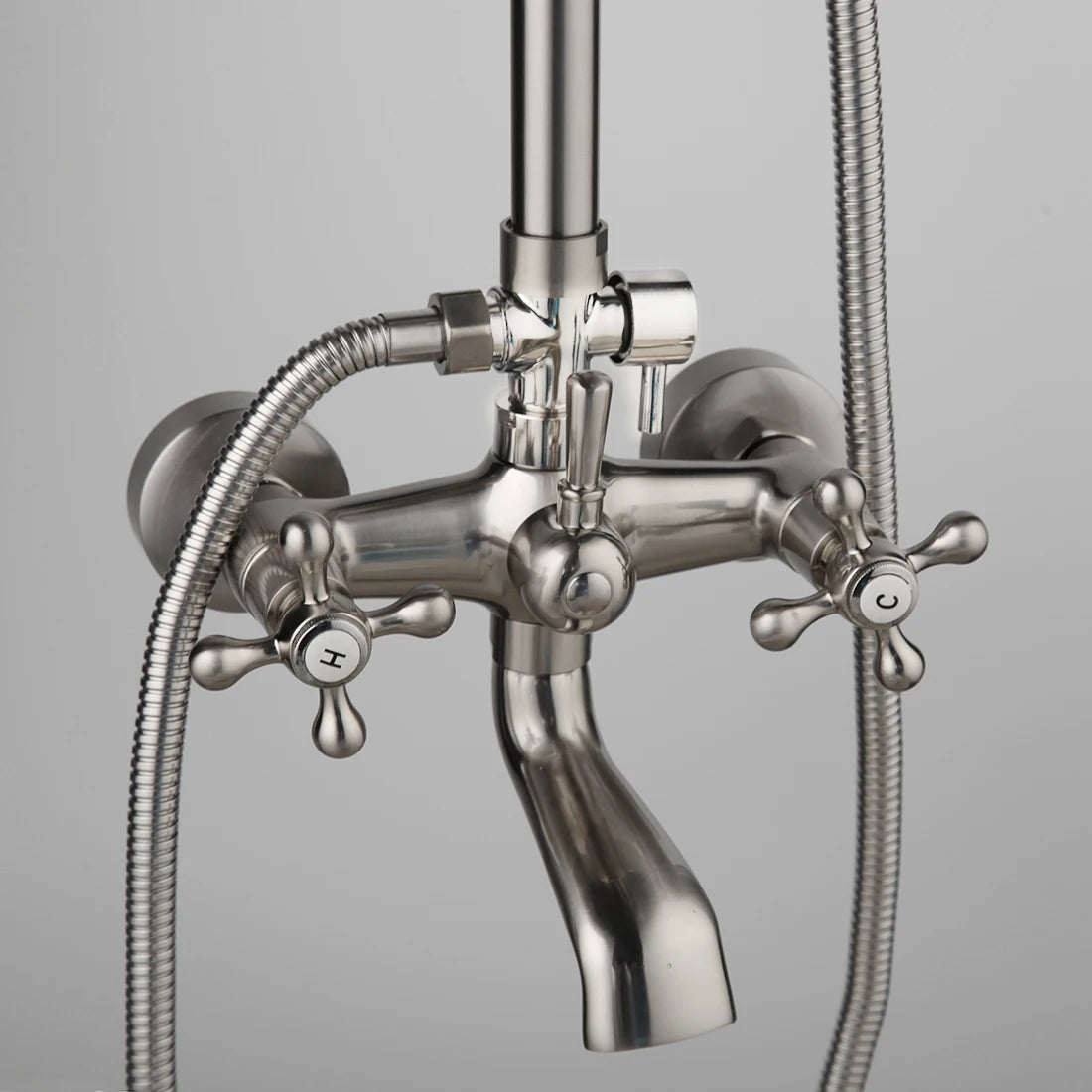 Kemaidi Shower Faucets Nickel Brushed Adjustable Rain Shower