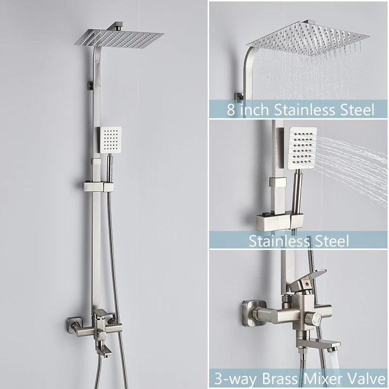 Brushed Gold Bathroom Shower Faucet Brass Bath Faucet