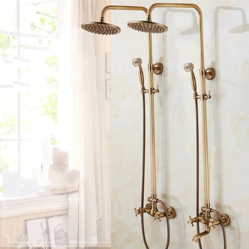 Brass Bathroom Faucet Shower Type Head Antique Brass