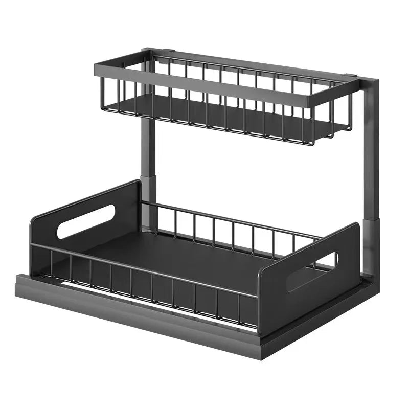 Tier Sliding Under Sink Storage Rack Rustproof Metal