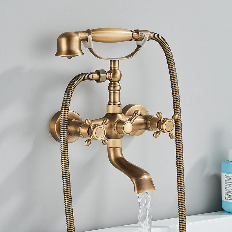 Retro Antique Brass Black Bronze Bathtub Shower Faucets
