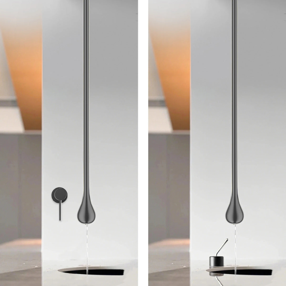 Luxury Matte Black Brass Ceiling Style Water Outlet