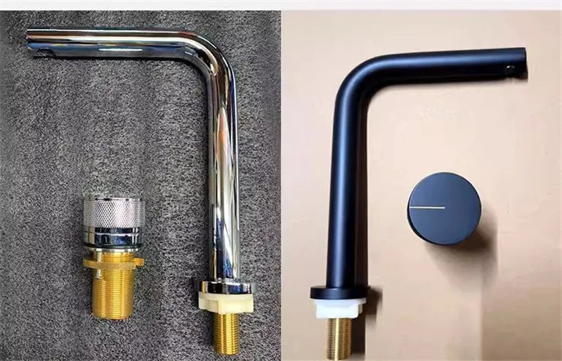 Brushed Rose Gold Basin Faucet Two Holes Gun