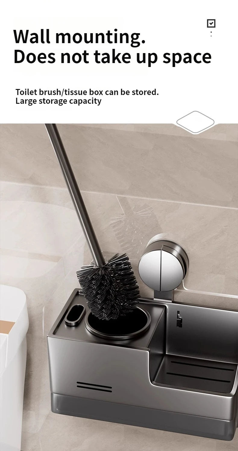 Suction Cup Toilet Brush No Punching Wall Mounted