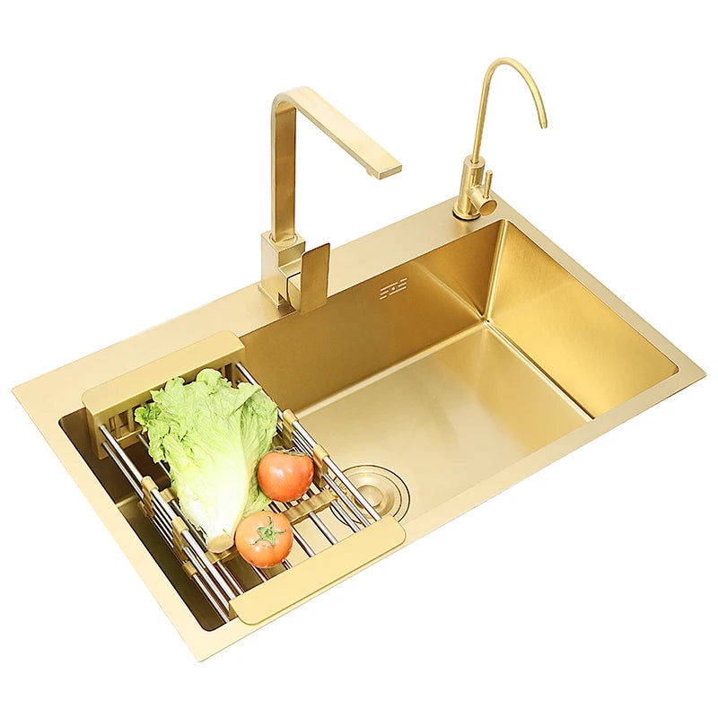Gold Kitchens Sink Nano Handmade 304 Stainless Steel