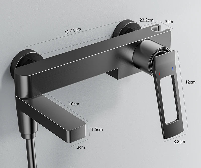 Black Waterfall Bathtub Shower Faucets Wall Mount Shower