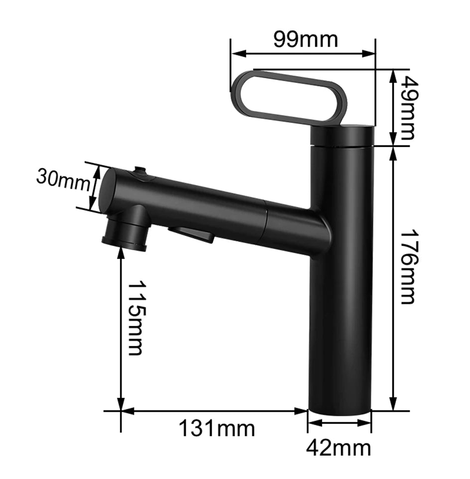 Huniu Bathroom Sink Faucet Basin Pull-Out Faucet Cold