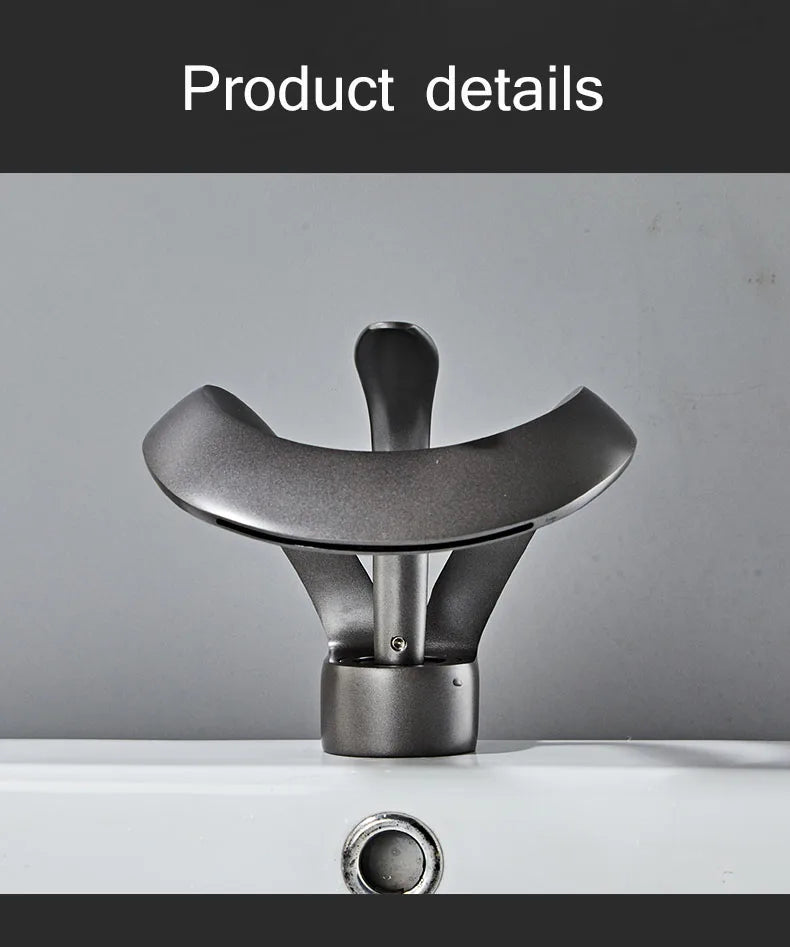 Black Bathroom Basin Taps Handle Waterfall Faucet Solid