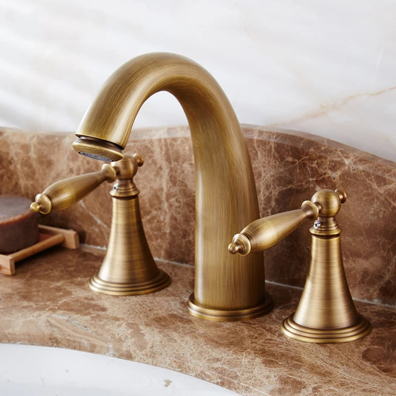 Antique Brass Basin Faucets Classic Bathroom Sink Faucet