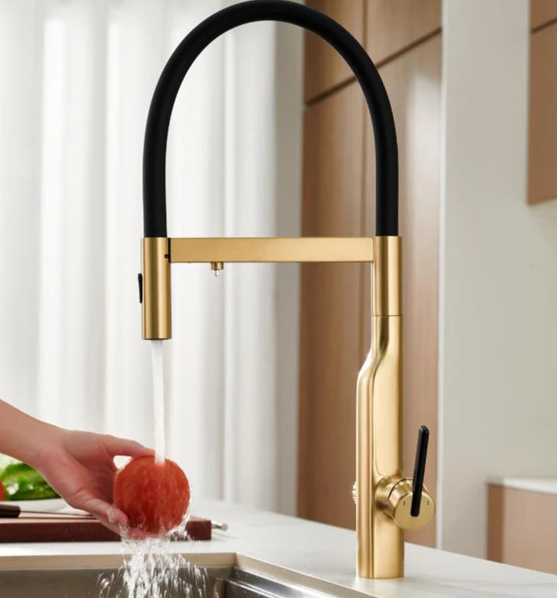 Brushed Rose Gold Brass Pull-Out Cold Water Hole