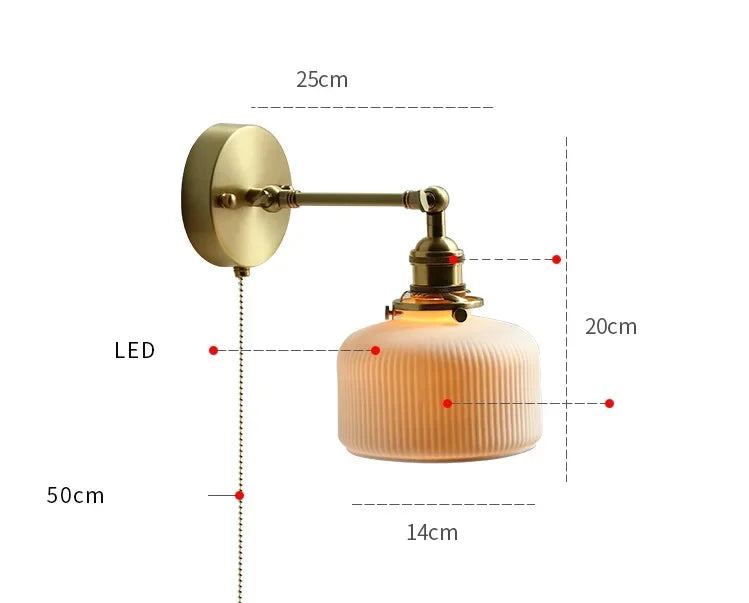 Ceramic Modern Wall Lamp Beside Pull China Switch