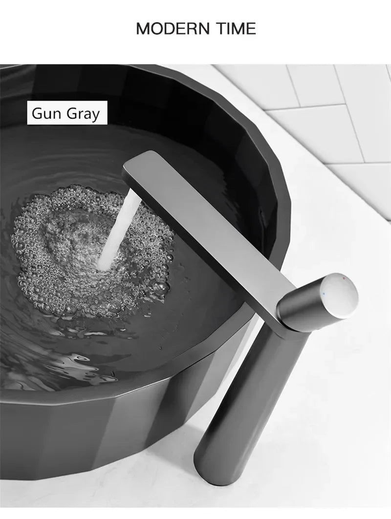 Black Bathroom Faucet Gray Basin Faucets & Cold