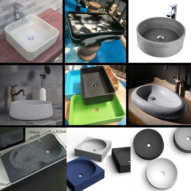 Circular Concrete Sink Silicone Mold Bathroom Square Sink