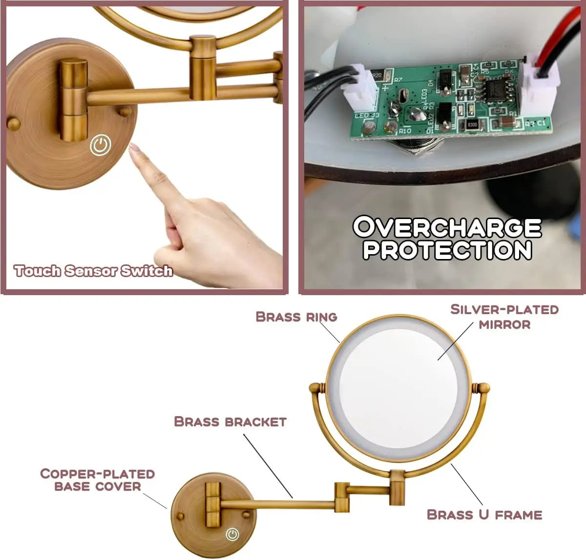 10x Magnifying Led Makeup Mirror Touch On Dual