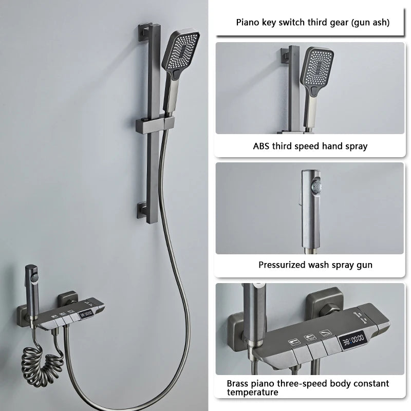 Design Gun Grey Bathroom Shower System Piano Keys