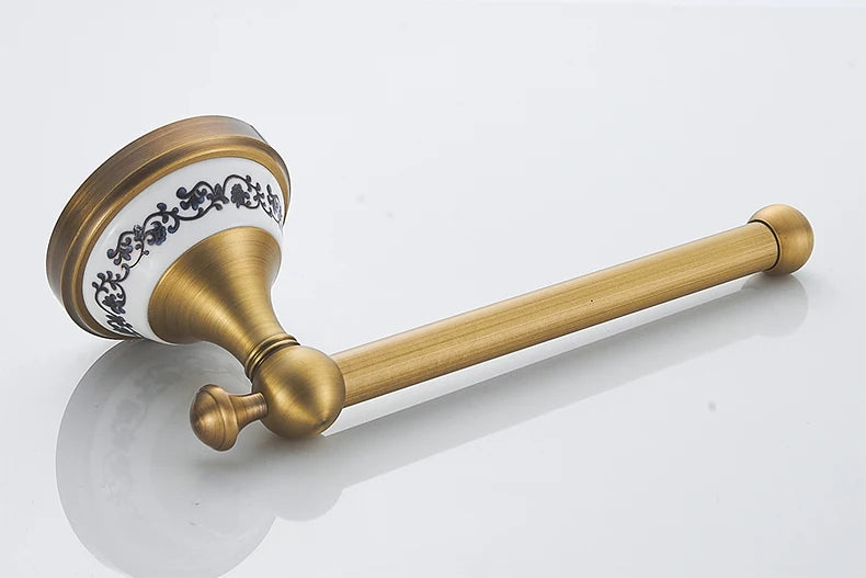 Antique Brass 2pc Bathroom Bronze Dispenser Towel Rod