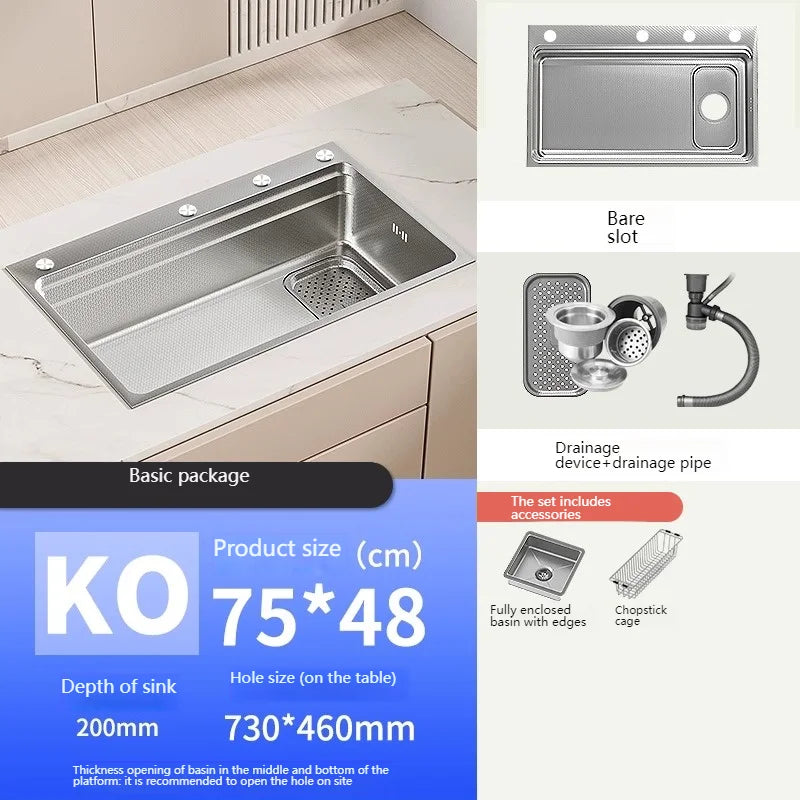 Drop In Sink 304 Stainless Steel Embossed Large