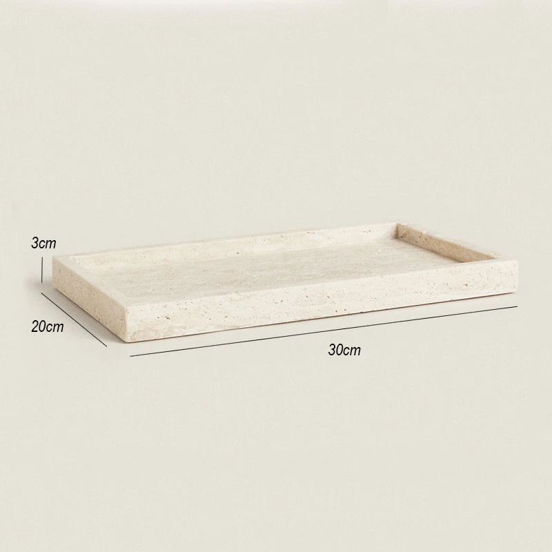 Travertine Stone Bathroom Vanity Tray Cosmetic Perfume Natural