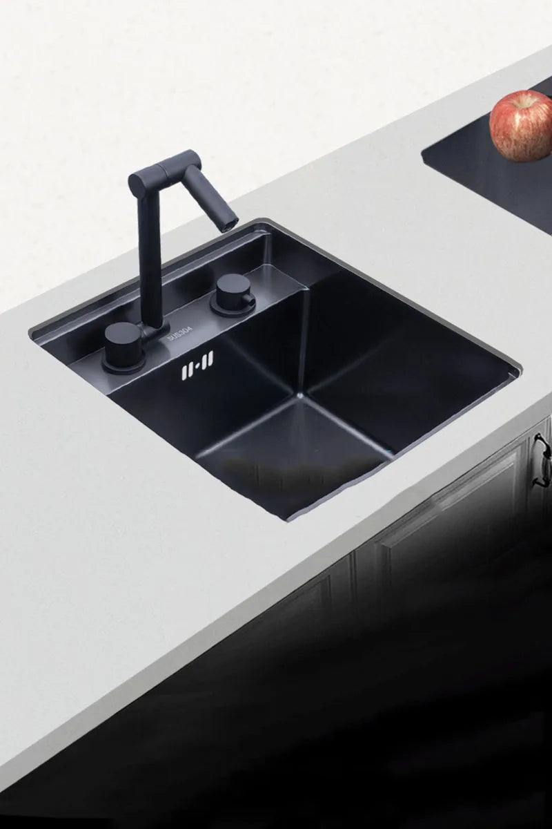 Black 304 Stainless Steel Sink Faucet Concealed Folding