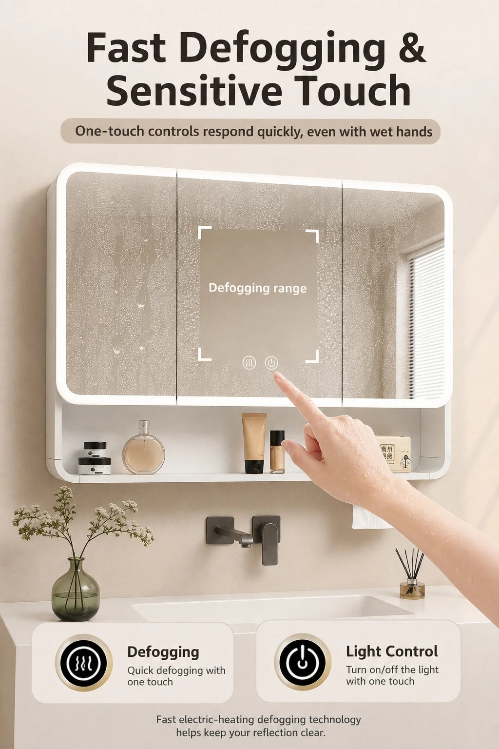 Led Bathroom Mirror Cabinet Anti Fog Wall Mounted