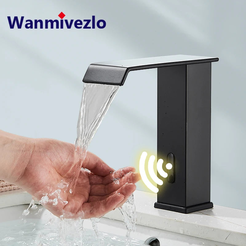 Smart Sensor Bathroom Basin Faucet Intelligent Black Automatic
