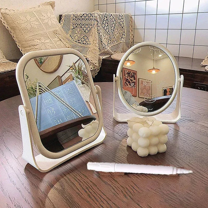 Bathroom Foldable Desktop Makeup Mirror 360 Degree Rotating
