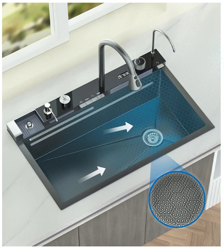 Nano Black Sink Large Slot Integrated Digital Display