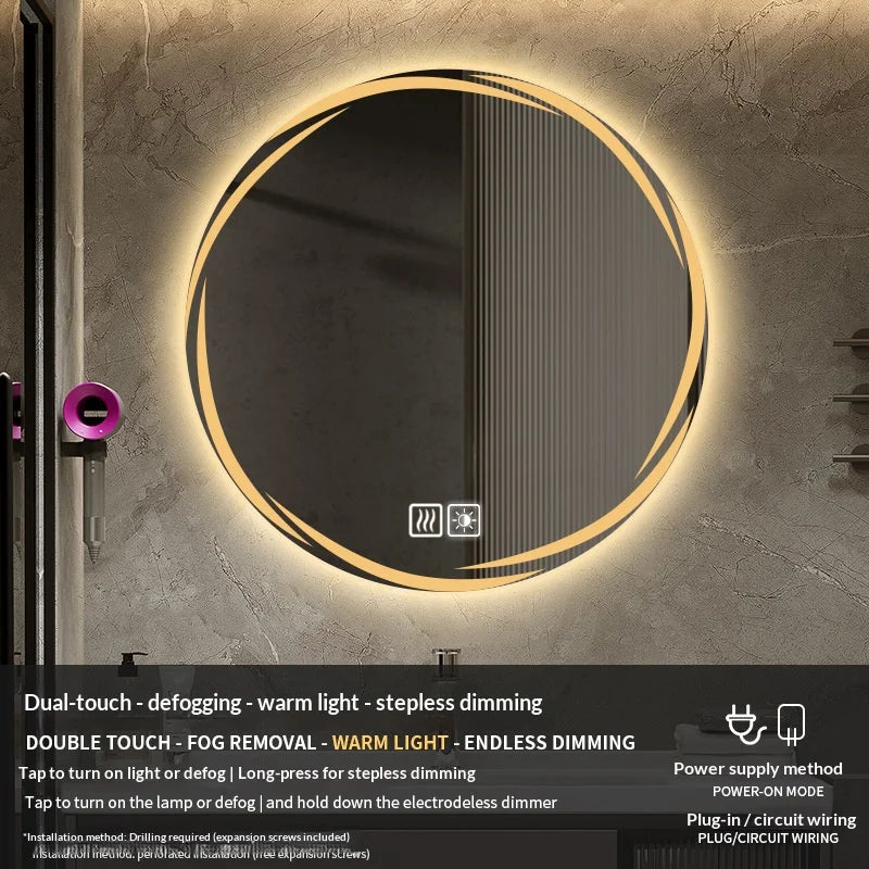 Bathroom Mirror 70 Cm Round Anti-Fog Led Bathroom