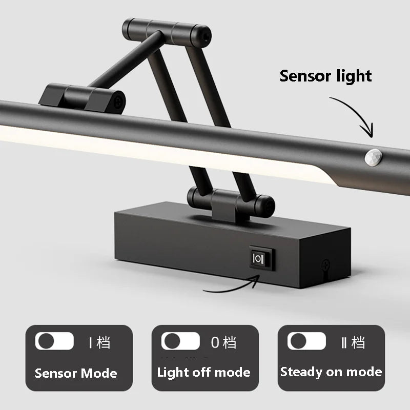 Motion Sensor Foldable Bathroom Mirror Wall Lamp Shower