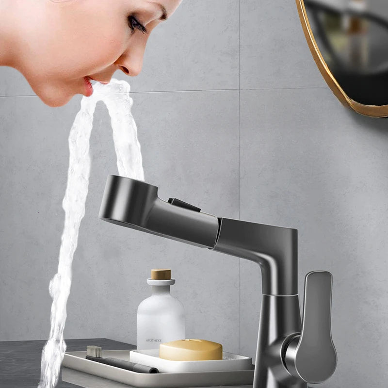 Basin Faucet Bathroom Pull Out Lift Mixer Tap
