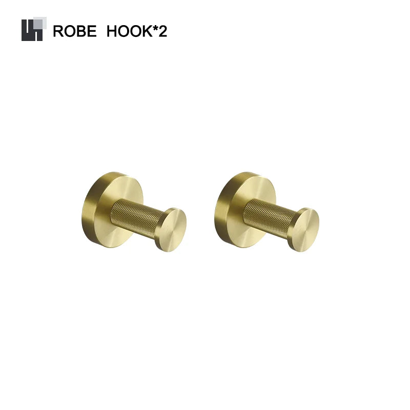 Bathroom Hardware Brushed Gold Knurled Brass Kit Towel