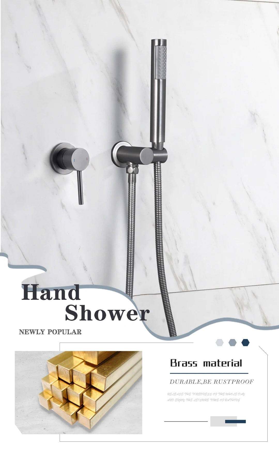 Bathroom Hand Shower Head 150cm Stainless Steel Shower
