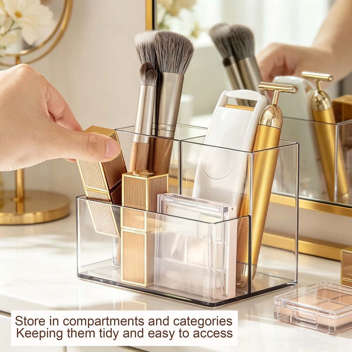1/2pc Transparent Makeup Storage Box Acrylic Mirror Cabinet
